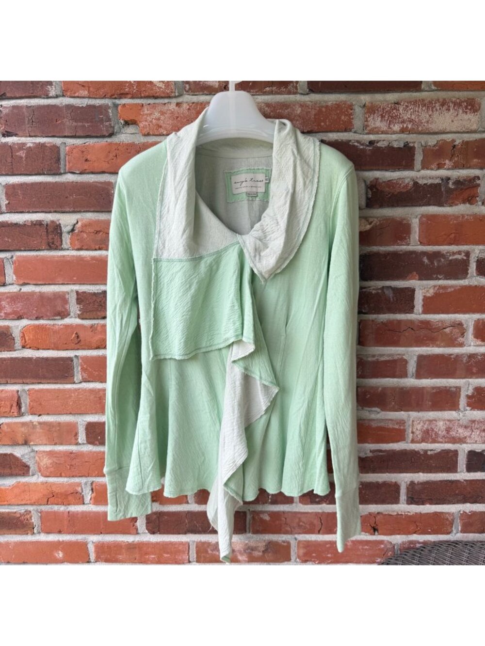 Evy's Tree Kristina Waterfall Top Jacket Shawl Collar V-Neck Mint Green XS